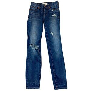Madewell Women's Jeans Size 25 High Riser Skinny Distressed Dark Wash Stretch